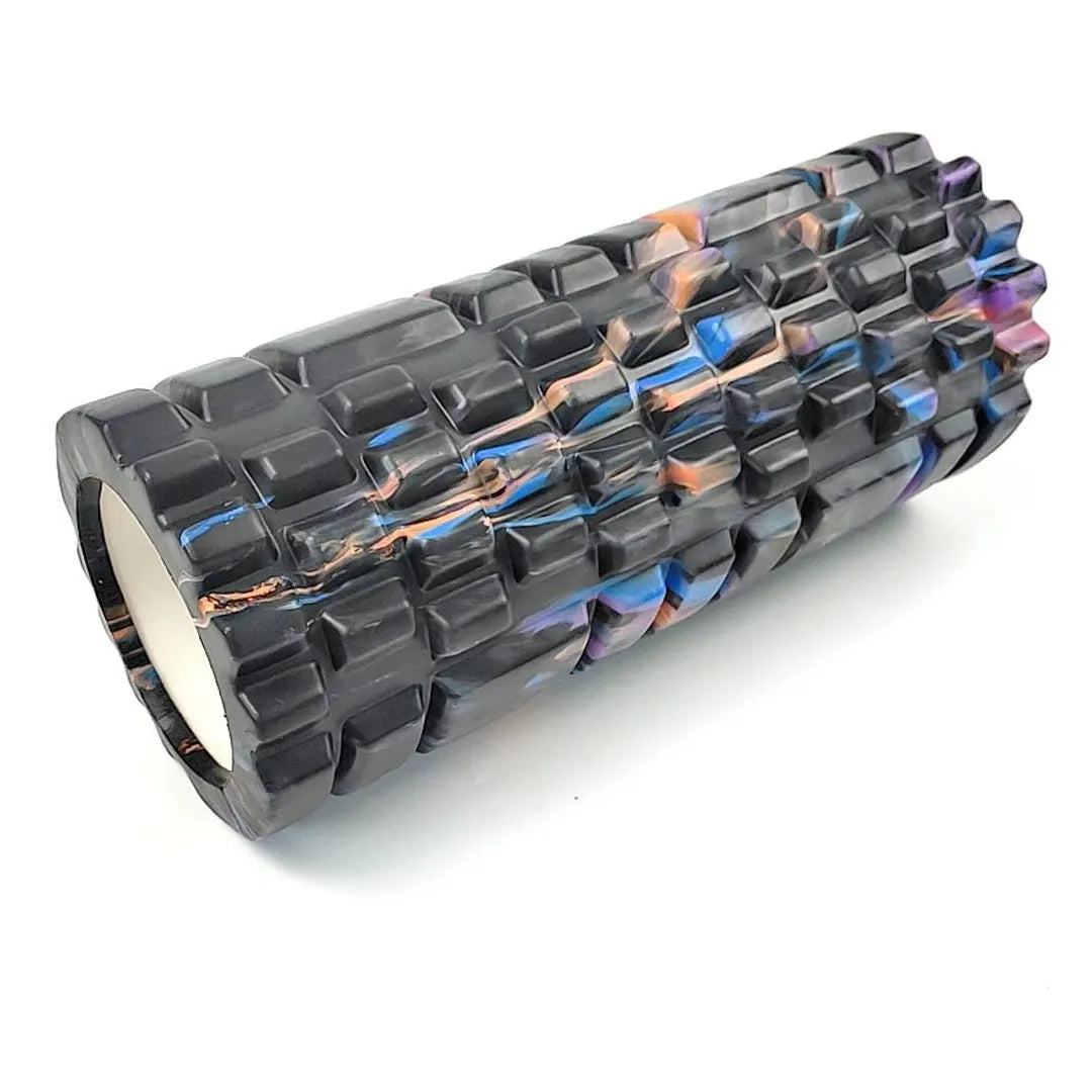 33cm camouflage pattern EVA foam roller showing classic colour combinations including blue green yellow and rose red black designs