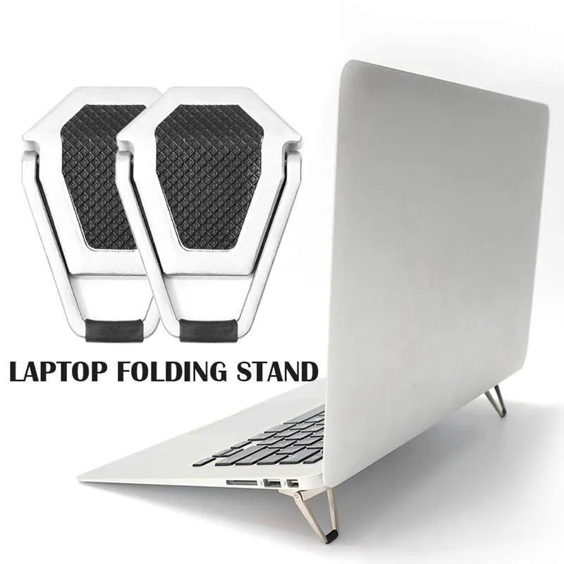 Compact folding aluminum alloy laptop stand bracket in silver and white colours
