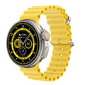 K9 smart watch with round screen on silicone strap, showing NFC and health tracking interface