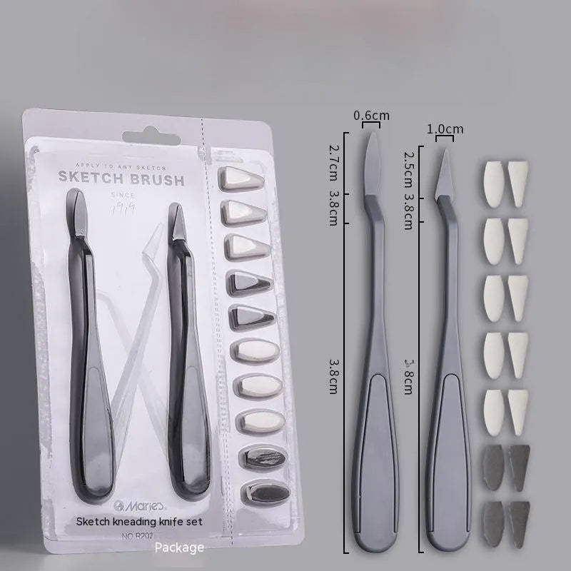 Plastic fluorescent pen eraser smear tip art correction tool on a sketchbook.