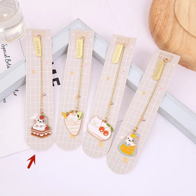 Jane Key Foodie Cat metal bookmark with cartoon designs, 3.8cm by 18.3cm