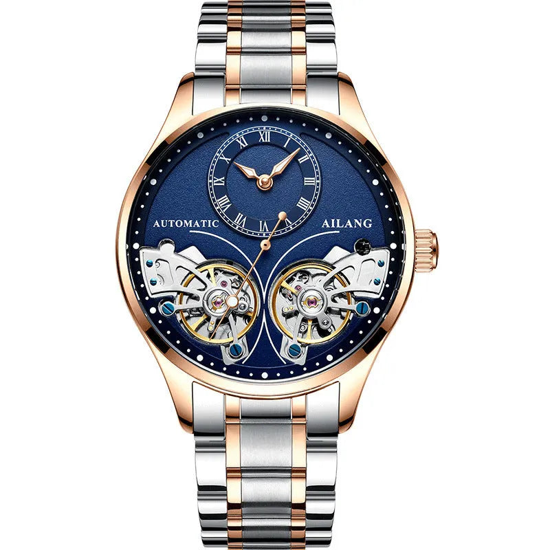 Automatic men's watch with tourbillon and moon phase complications in titanium case