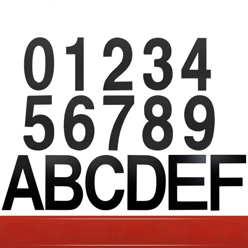 Black stainless steel adhesive house number with 7.5cm waterproof characters for outdoor address marking