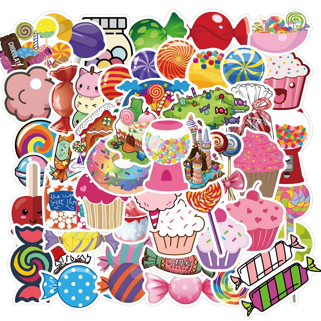 Colourful Candy series graffiti stickers with cartoon designs measuring 4-6cm