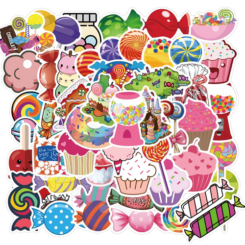 Colourful Candy series graffiti stickers with cartoon designs measuring 4-6cm
