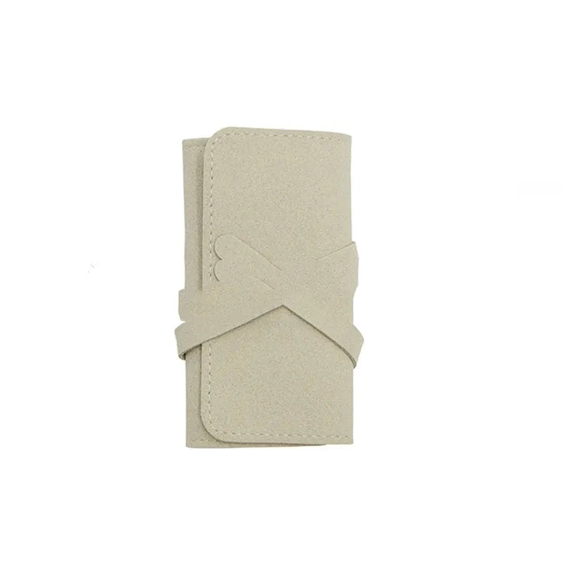 Soft microfiber and PU leather jewellery storage bag pouches in solid colours, 12x12cm
