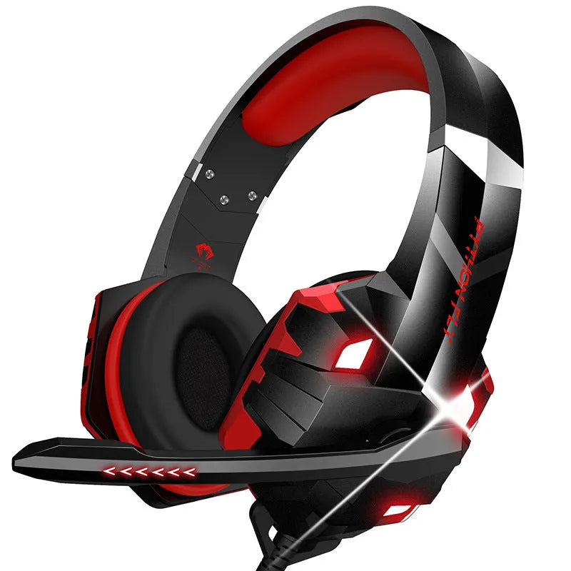 Wired gaming headset with microphone and breathing light effects in blue colour with 3.5mm plug