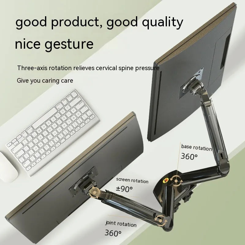 Dual screen monitor mounting bracket with VESA compatibility for 75-100mm patterns and lifting height adjustment