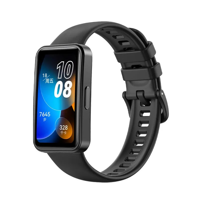 Huawei silicone bracelet watch strap in black, one of eleven colour options
