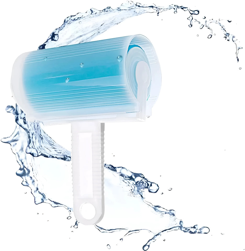 Washable reusable lint roller with protective cover for removing pet hair from clothes and fabrics