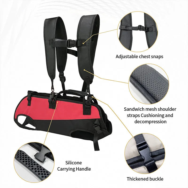 Oxford cloth pet backpack in black and blue colour with adjustable straps for dog carrying