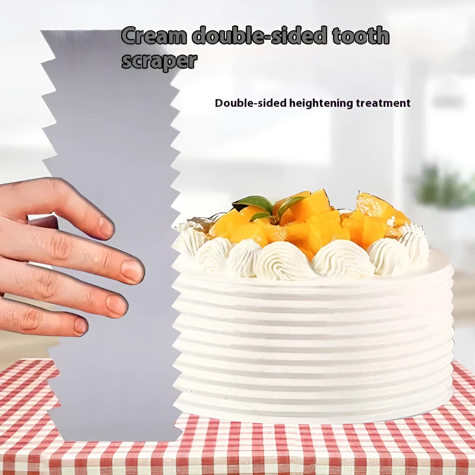 Stainless steel cream scraper with polygon pattern designs for cake decorating