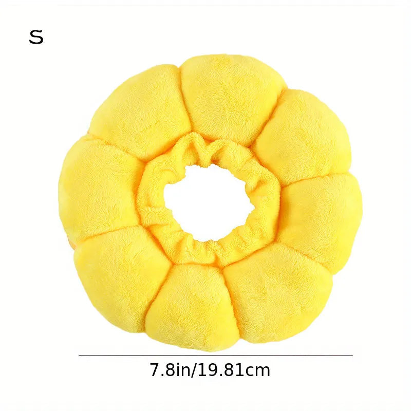Cute sunflower-shaped adjustable recovery collar for small pets, soft cotton material