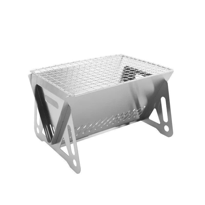 Stainless steel folding barbecue oven with charcoal grill and storage bag for outdoor cooking