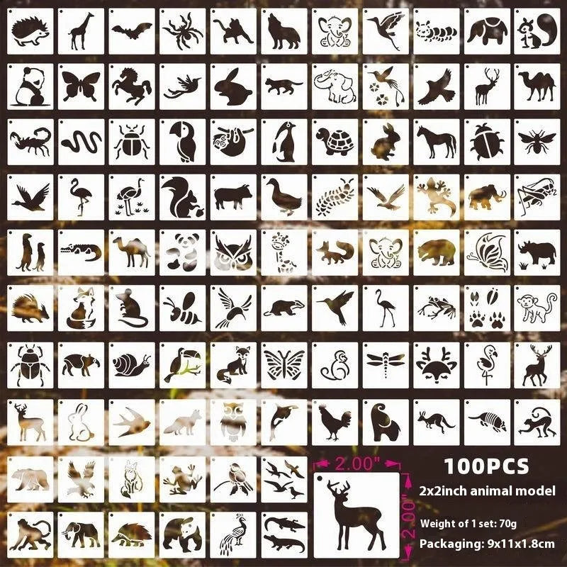 Milky white PET film spray painting stencils showing animal, Hawaii, flower, letter, ocean, bird and mandala designs