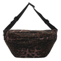 Retro leopard print patchwork canvas chest bag in khaki with soft crossbody design