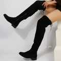 Plus size women over the knee suede boots low heel 1-3cm round toe black brown rubber sole sizes 36-43