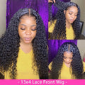 Curly real human hair lace wig for women, full hand-woven, 150 density, brown colour in long length on mannequin head