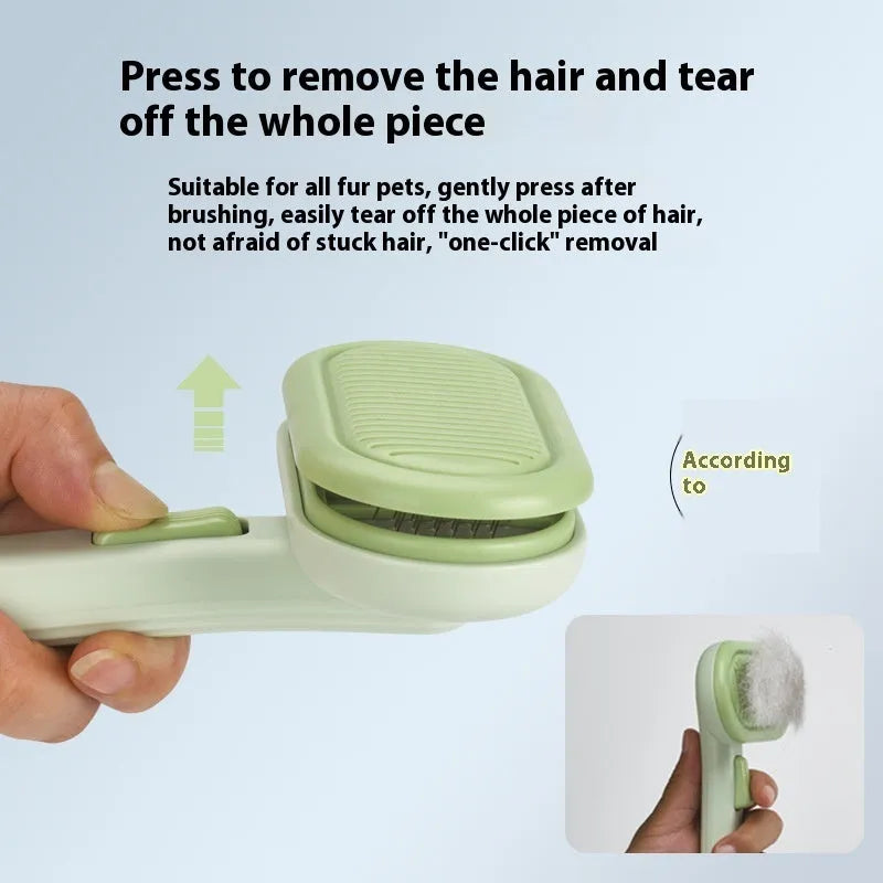Large pet grooming comb for cats and dogs with integrated shaver and knot remover in light grey colour