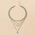 Chunky layered coin necklace gold finish water wave chain for women 41-50cm