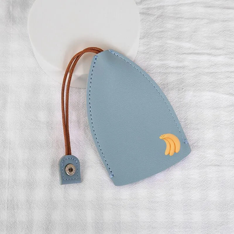 Cartoon design pull-out car key case in PU leather with removable decorative cover