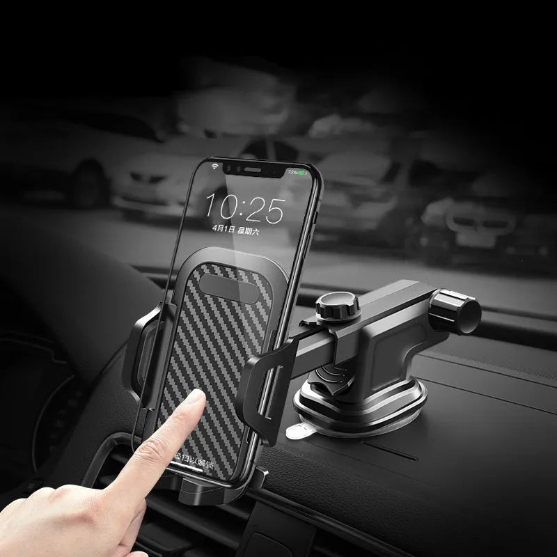 Black ABS EVA car phone holder for mobile phones 4.0 to 7.0 inches in size