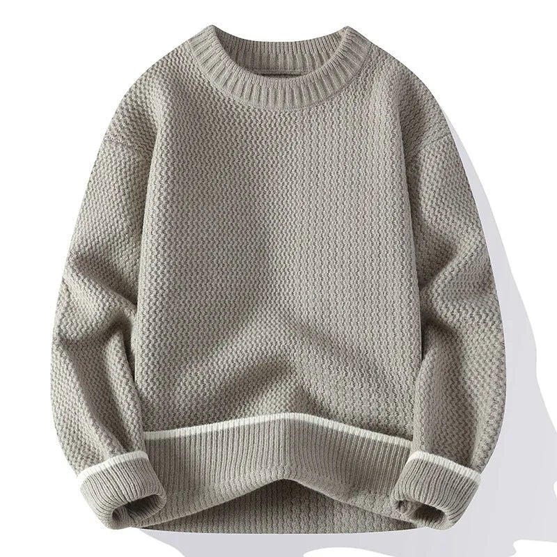 Men's loose fit pullover sweater in chemical fibre blend for autumn wear