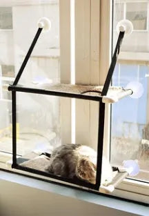 Cat hammock on window sill with suction cups, double layer coral velvet design