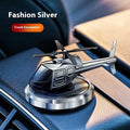 Solar-powered rotating metal helicopter car perfume decoration in silver, black, or blue