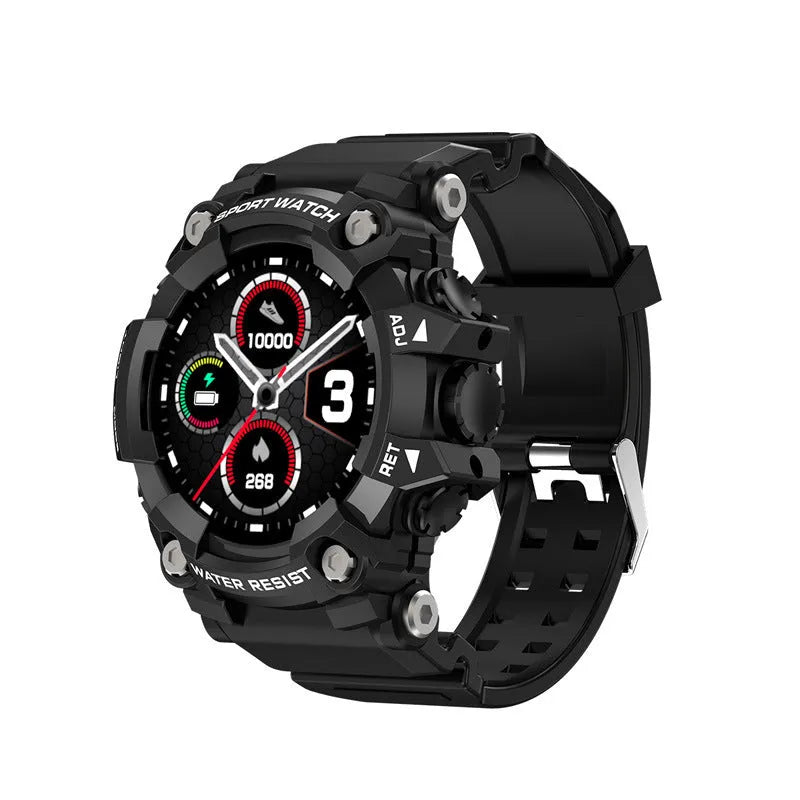 T6 tactical rugged smart watch with 1.3 inch screen in black or green colour on wrist