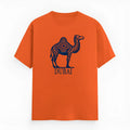 Orange loose-fit cotton summer t-shirt with short sleeves and round neck