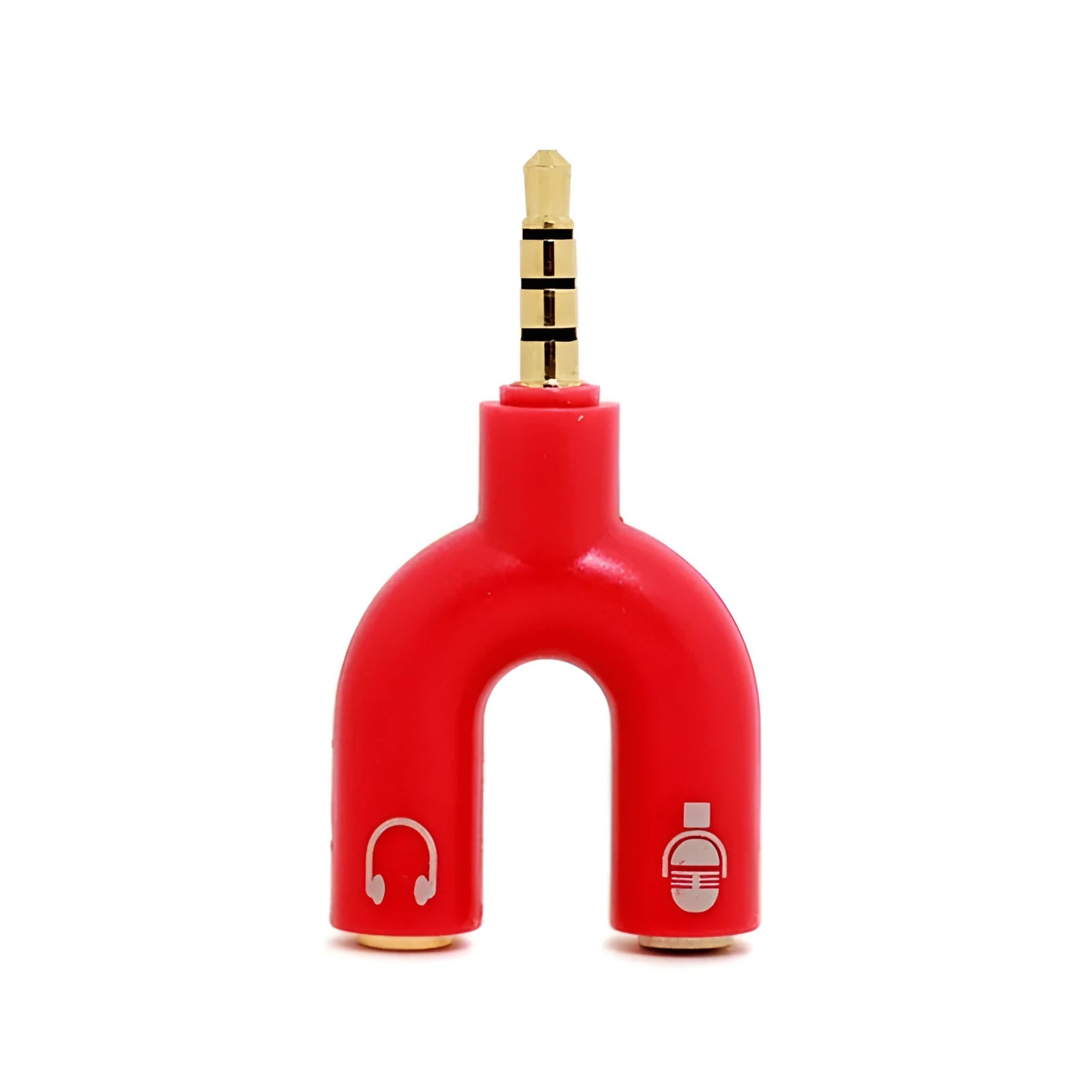 3.5mm audio splitter adapter in six colours with gold-plated connections for mobile devices
