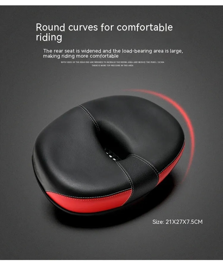 Thickened plus-size bicycle saddle with shock absorber and reflective stickers