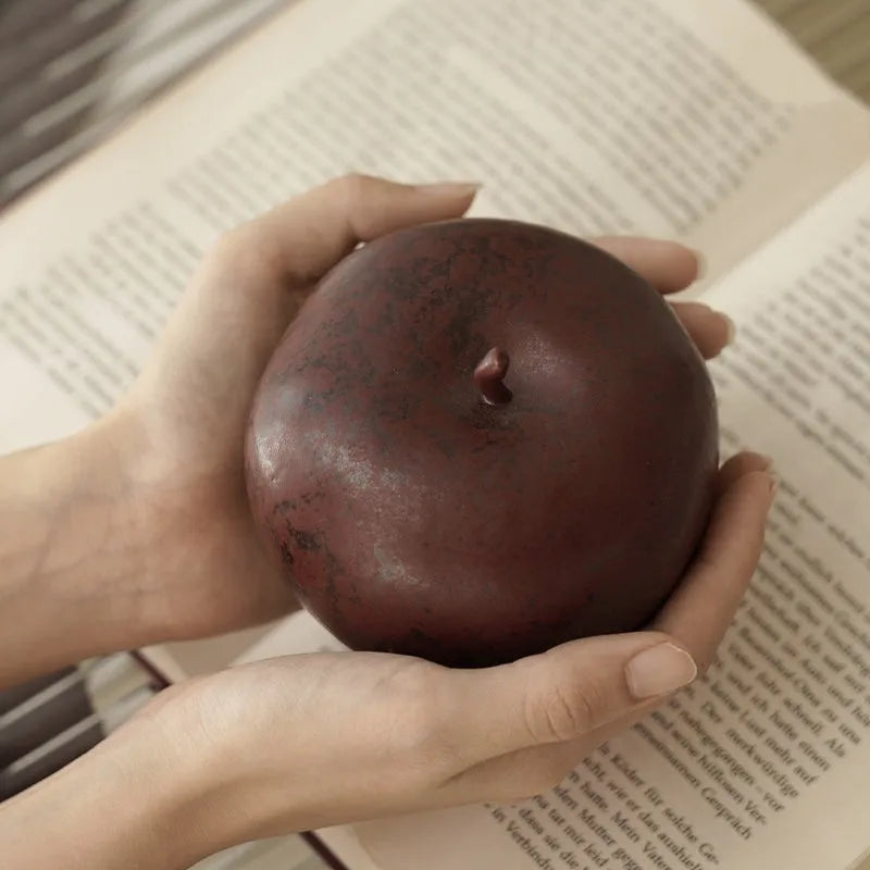Retro Chinese ceramic apple ornament for desktop decoration in large or small size
