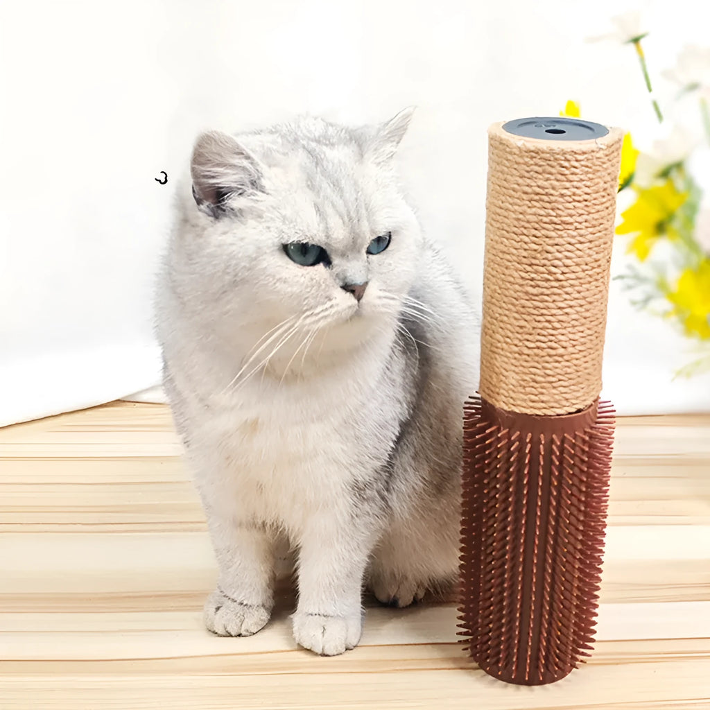 Brown sisal scratching post for cats measuring 30cm length with compact rectangular design