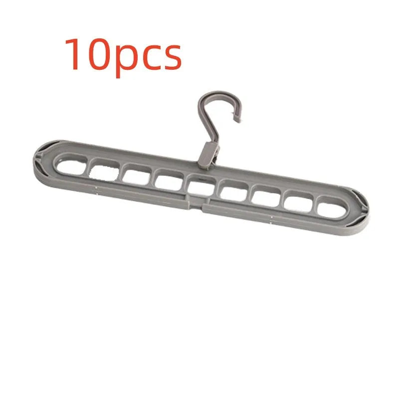 Plastic nine-hole hanger in selected colour for pant storage and folded garment organisation
