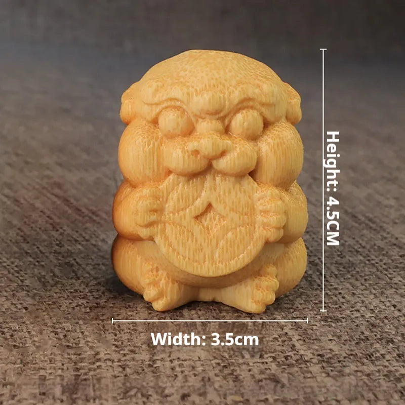Small solid bamboo carving ornament with traditional craft style, 4.5cm tall.