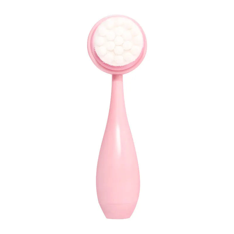 Facial brush set with coral fleece hair band and plastic handle in multiple colour options