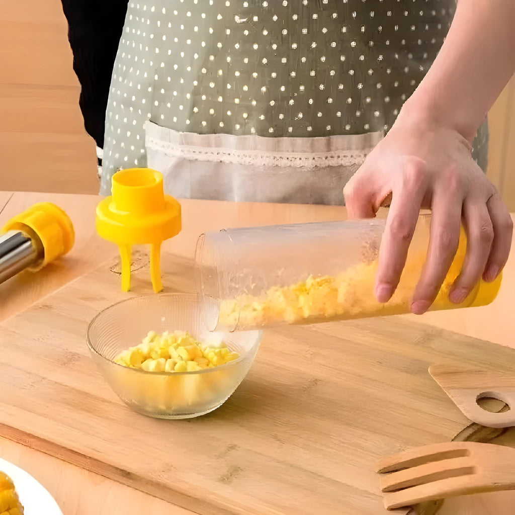 Yellow corn stripper tool with ABS plastic and stainless steel construction