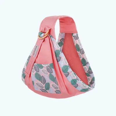 Adjustable baby wrap carrier sling in blue-green cotton and mesh with back support for 0-36 months up to 50kg