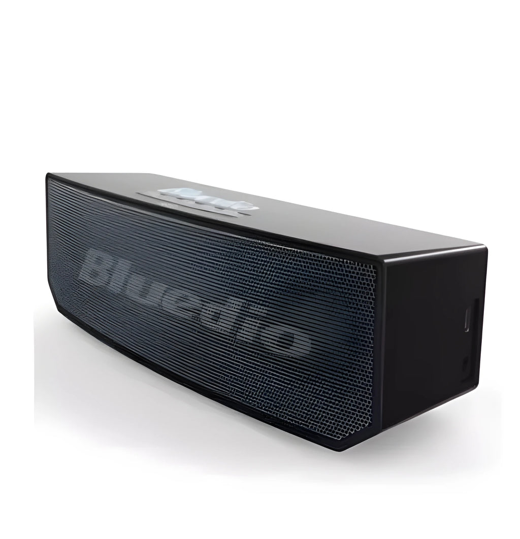 Black cloud smart speaker with 52mm driver showing micro-USB charging port