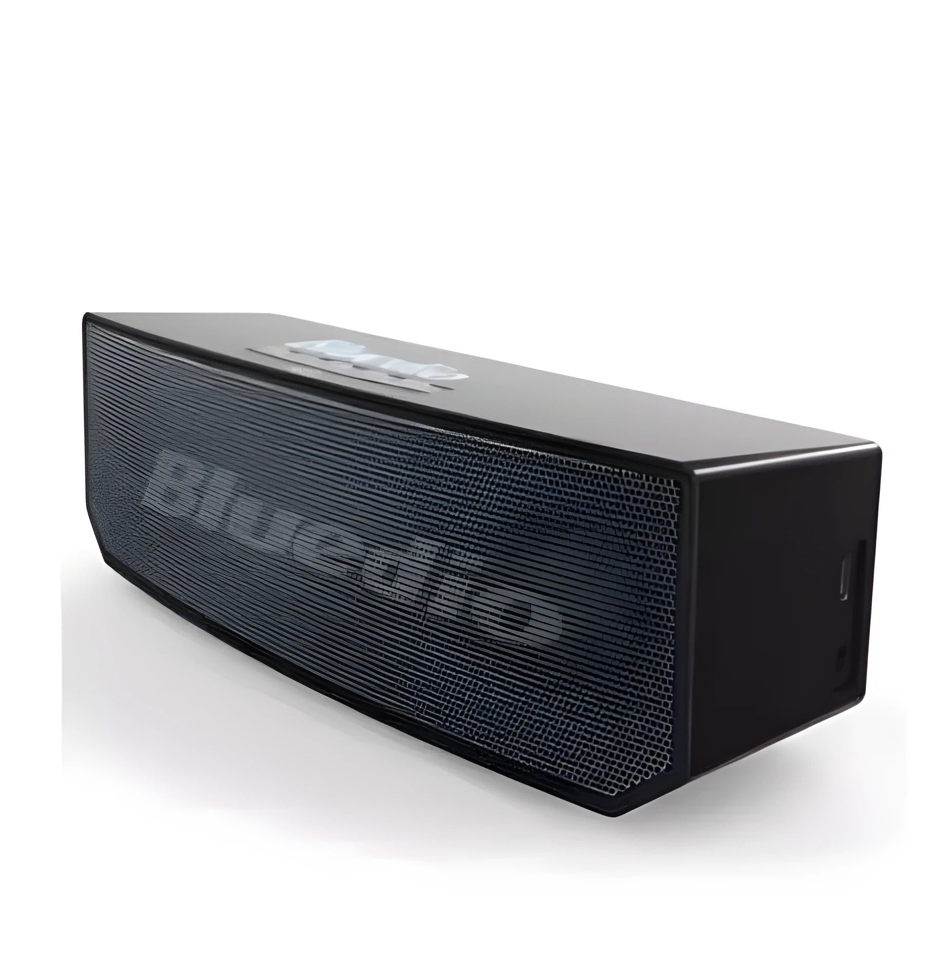 Black cloud smart speaker with 52mm driver showing micro-USB charging port