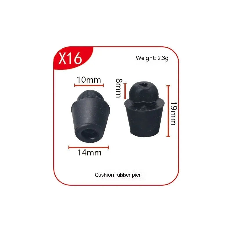 Ten rubber automobile damper buffer clips in X16 colour for vehicle shock absorption