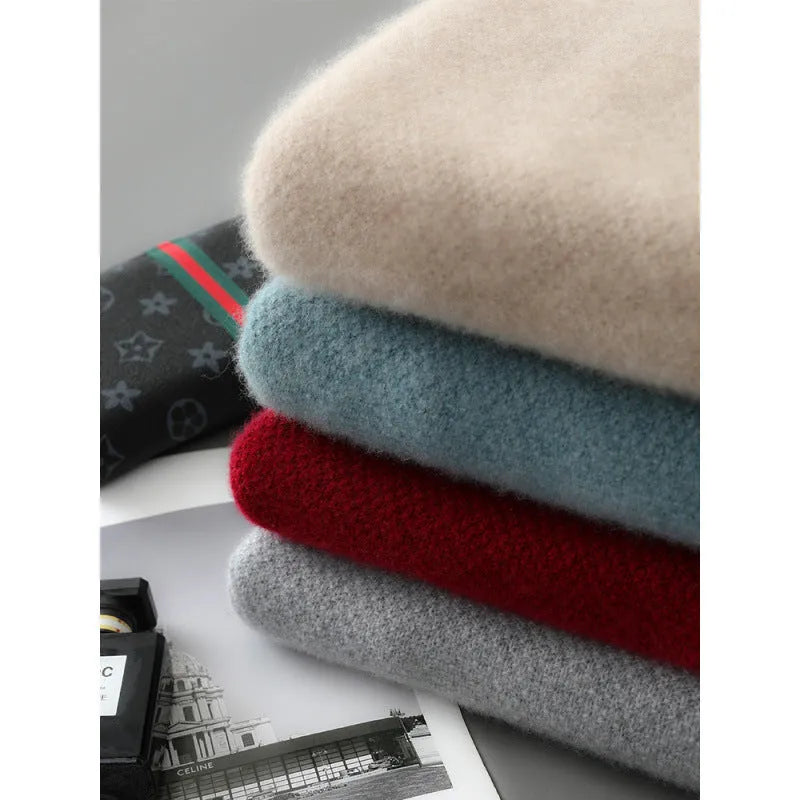 Plus size slim fit sheep wool sweater with half-height zip and round neck in four colour options