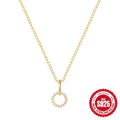 S925 sterling silver clavicle chain necklace with gold colour finish and micro zircon details