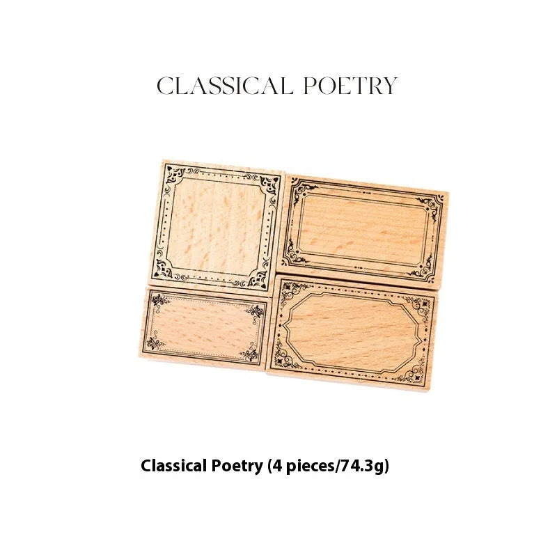 Candy Posts Seal Baroque Fantasia wooden square seal with printed artwork for notebook decoration