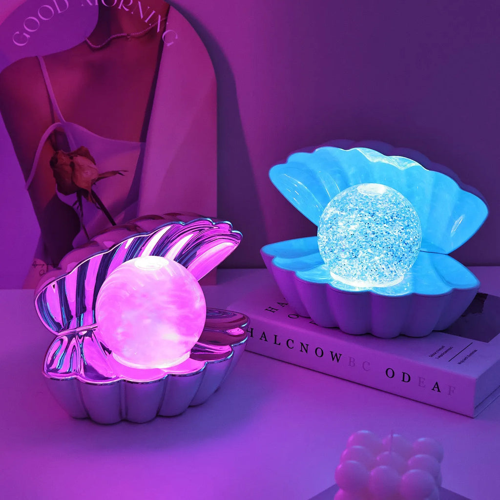 Shell-shaped decorative night lamp with gentle ambient lighting