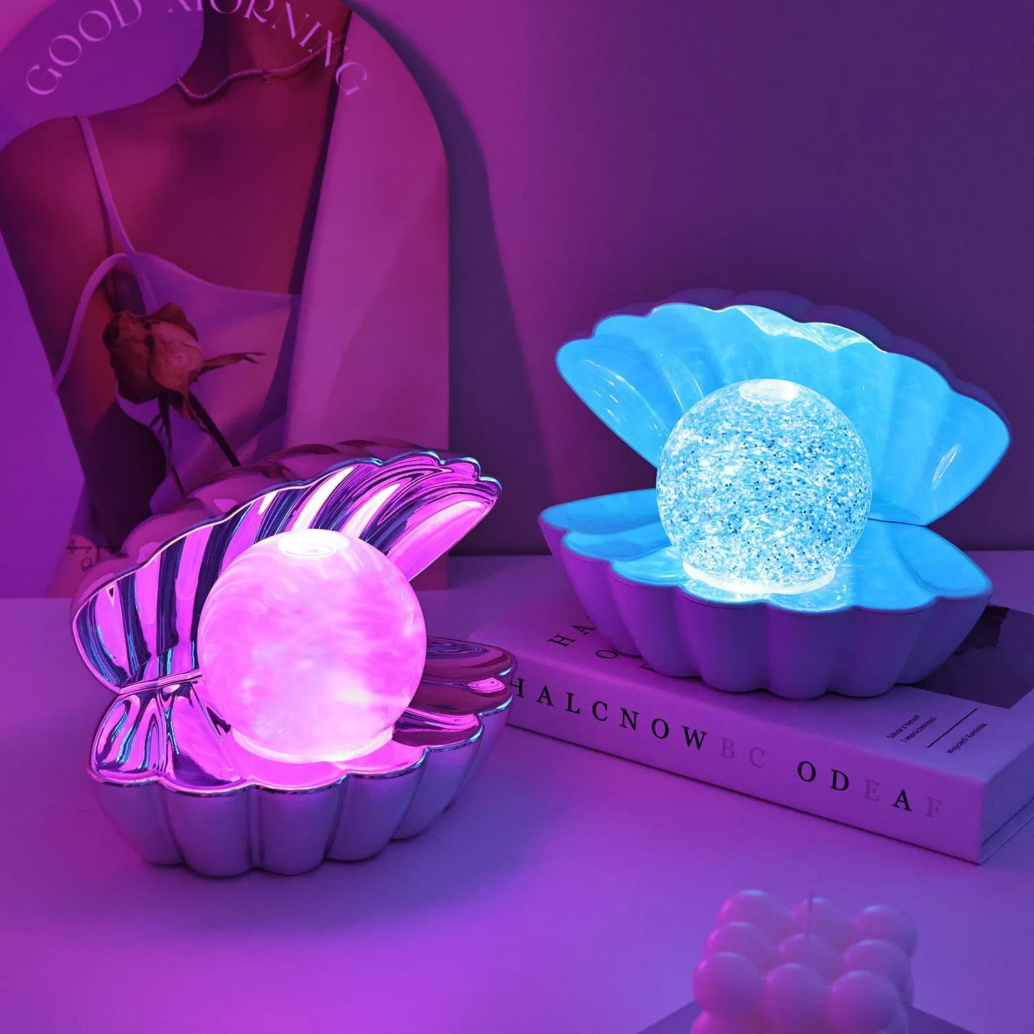 Shell-shaped decorative night lamp with gentle ambient lighting