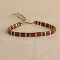 Geometric glass and coloured glaze beaded bracelet with round elements in five colour options