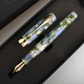 Deep Bath Green metal pen showing tip options: 0.5mm, 0.7mm, and 1.0mm nibs.